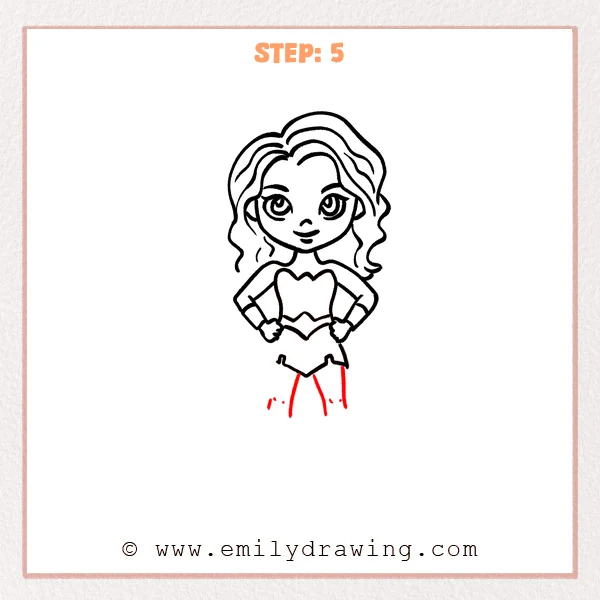 how to draw a wonder woman - Step 5